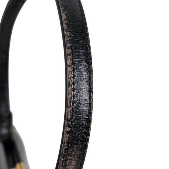 VNT 1970s black leather handbag purse snap lock frame fair condition - Picture 8 of 14